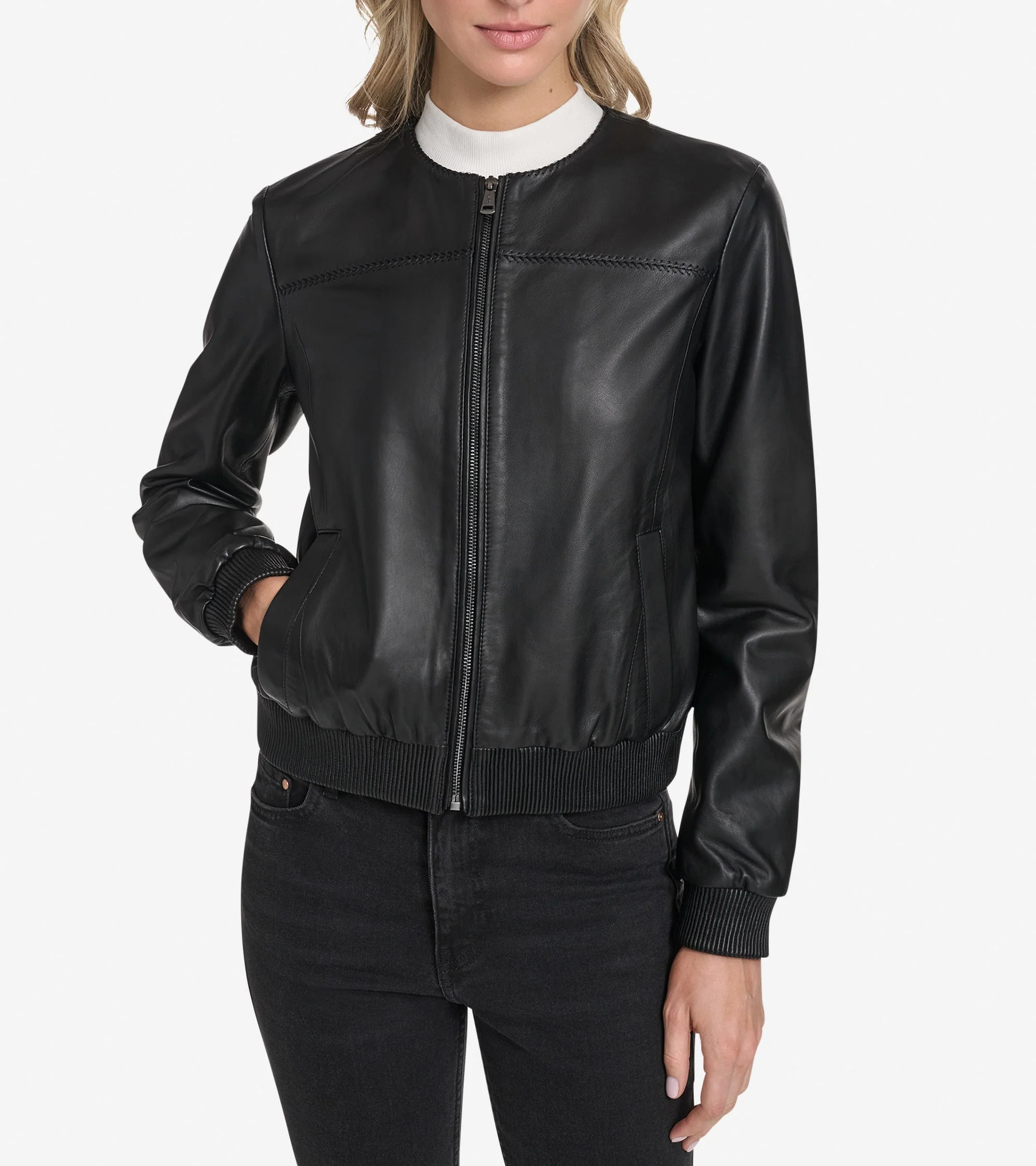 Women's Leather Bomber Jacket