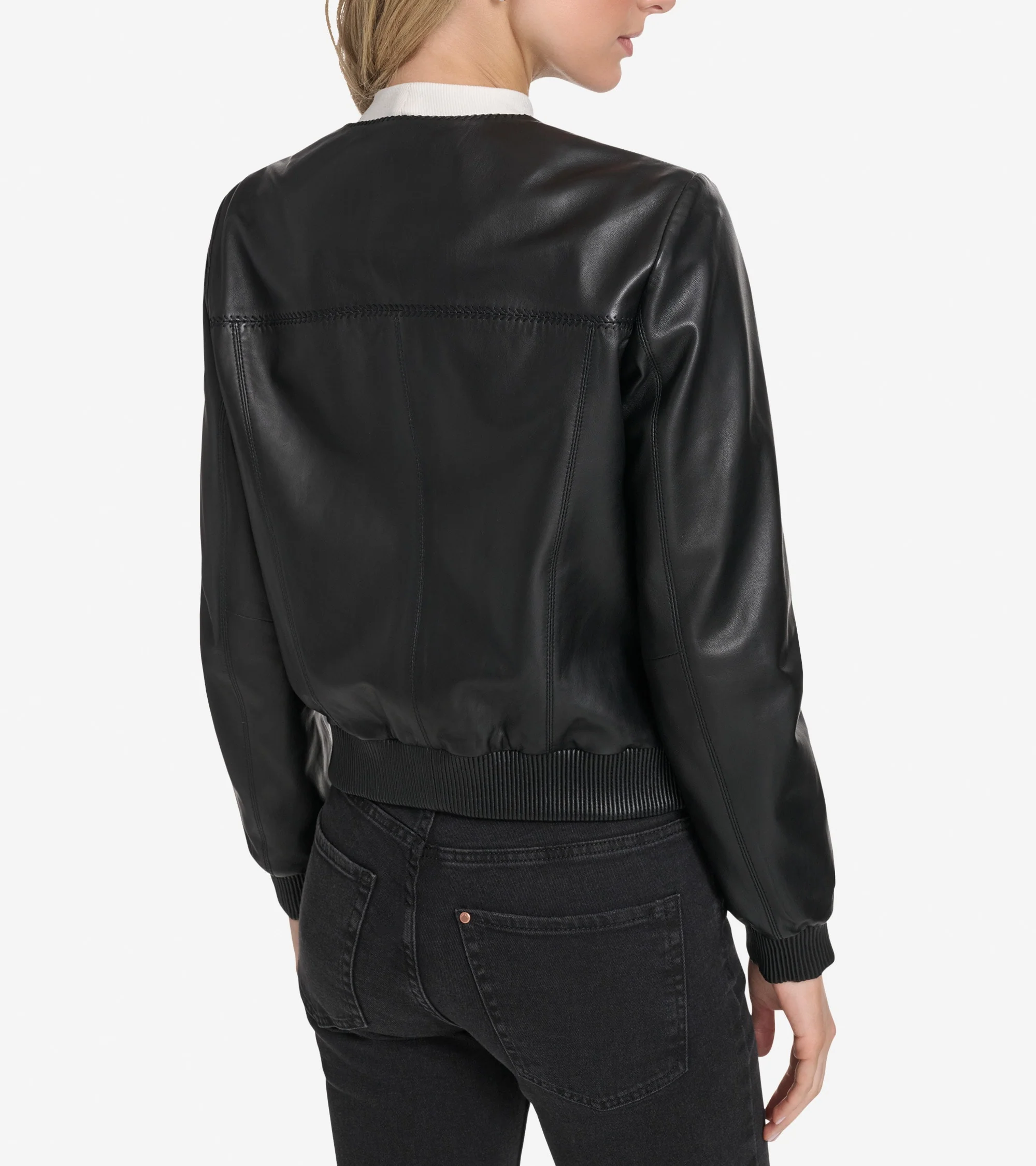Women's Leather Bomber Jacket - Image 2